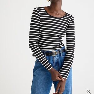J. Crew Long-sleeve Crewneck T-shirt in Striped Vintage Rib